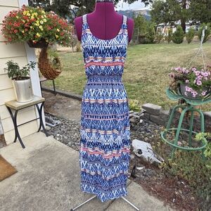 No Boundaries Blue and White Lacy Back Sundress, 2 Slits. Jr Size 11-13. GGCP